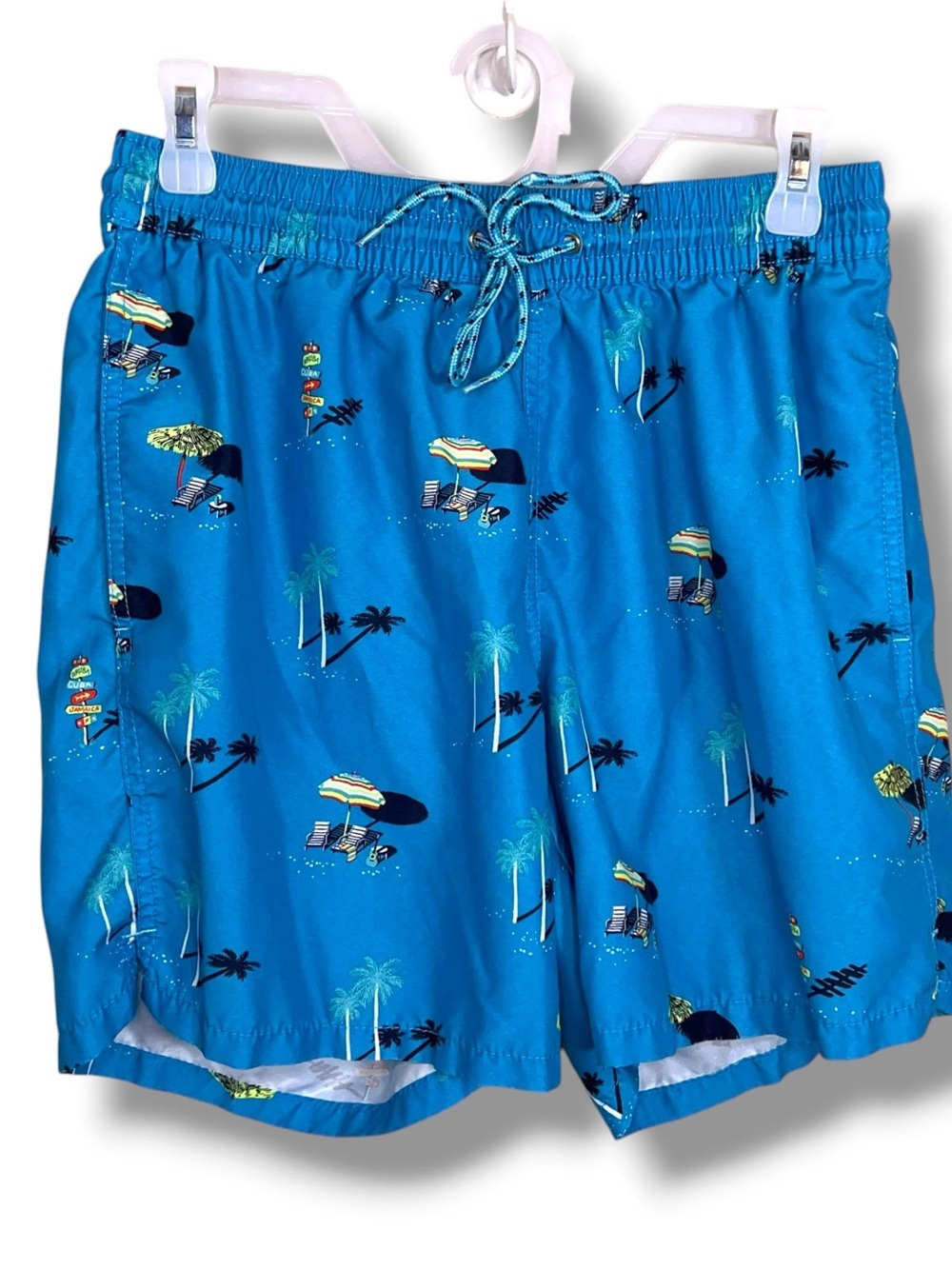 Medium Goodfellow Swim Shorts Blue Tropical Print Colorful Lined Mesh
